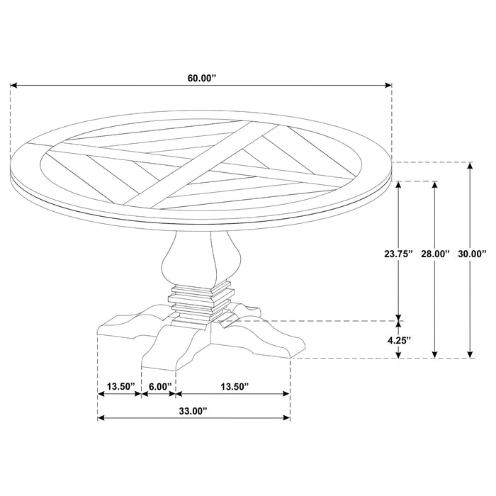 Florence 5-piece Round Dining Table Set Rustic Honey