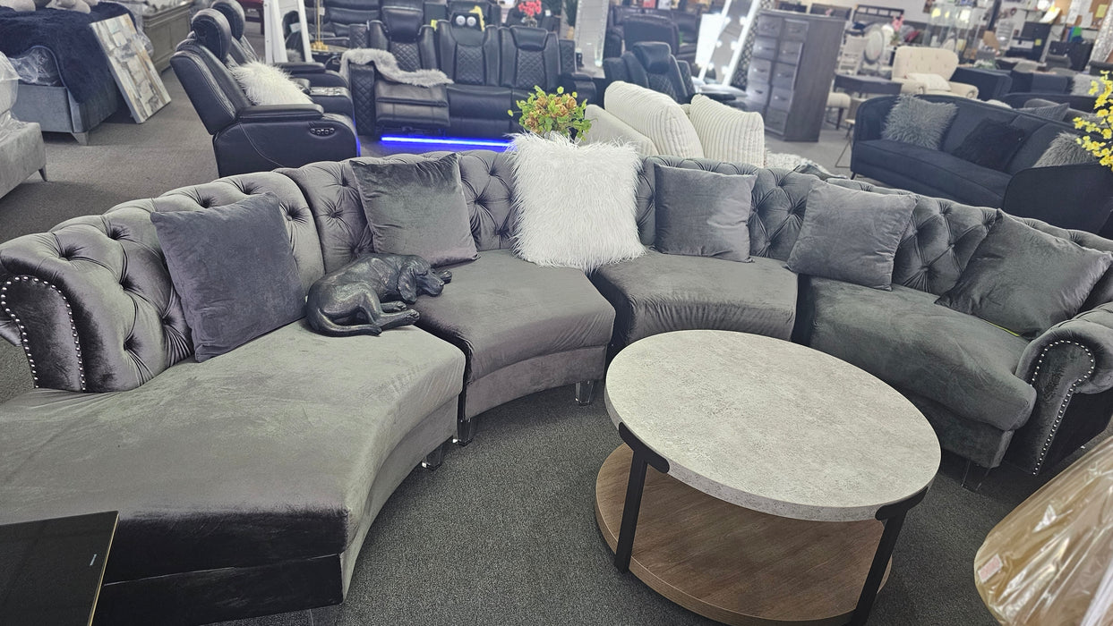 Sectional Sofa grey velvet (CLEARANCE)