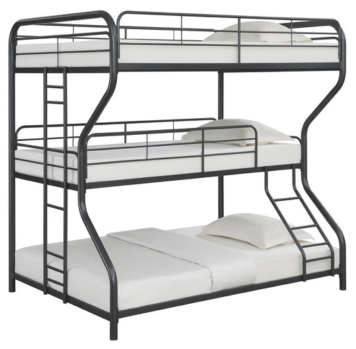 Garner Triple Full Over Twin Over Full Bunk Bed with Ladder Gunmetal image