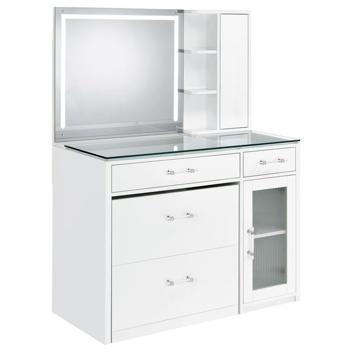 Flora 2-drawer Vanity Set with LED Mirror High Gloss