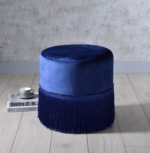 Clivia Midnight Blue Velvet Ottoman image