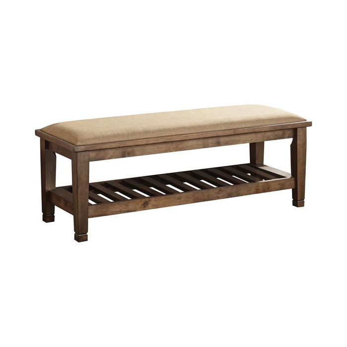 Franco Bench with Lower Shelf Beige and Burnished Oak