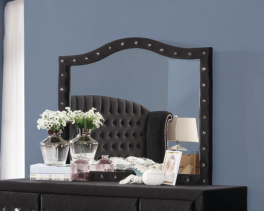 Deanna Button Tufted Dresser Mirror Black