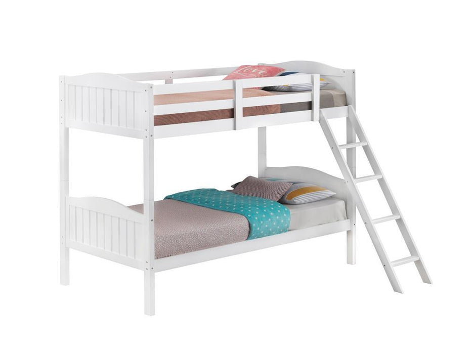 Arlo Twin Over Twin Bunk Bed with Ladder White