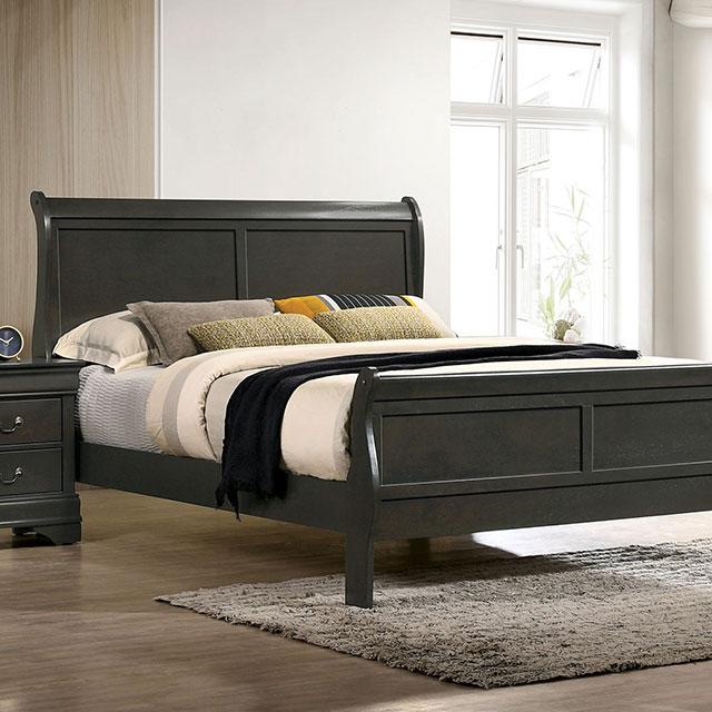 Louis Philippe Cal.King Bed Black & Grey
